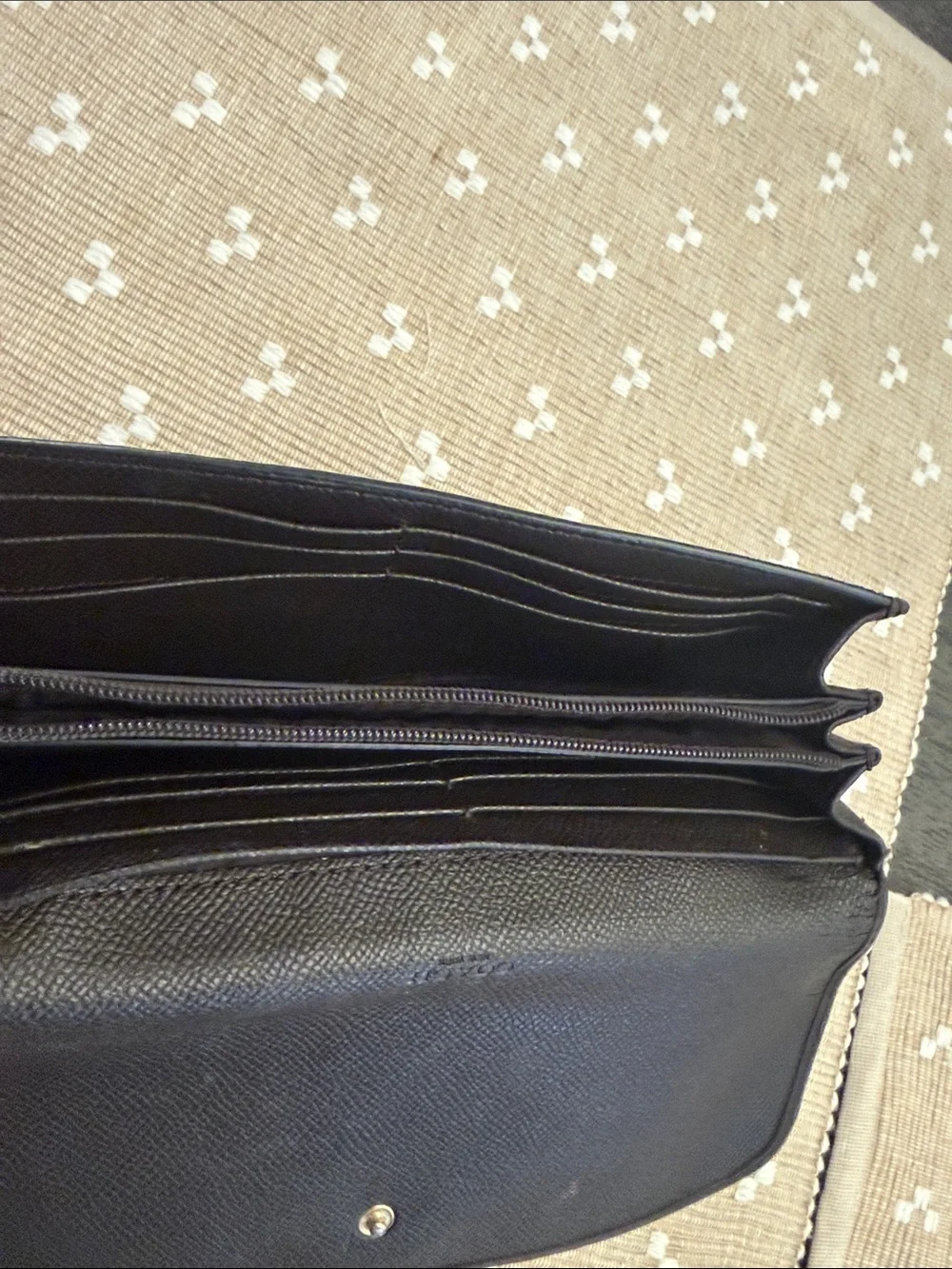 Coach Signature Canvas Slim‎ Envelope Wallet Black Brown Leather Gold Logo OS